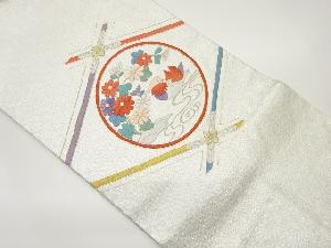 金駒刺繍格天井に丸文・菊・鴛鴦模様名古屋帯